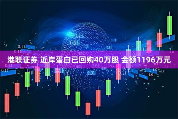 港联证券 近岸蛋白已回购40万股 金额1196万元