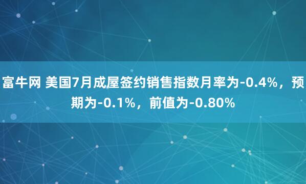 富牛网 美国7月成屋签约销售指数月率为-0.4%，预期为-0.1%，前值为-0.80%