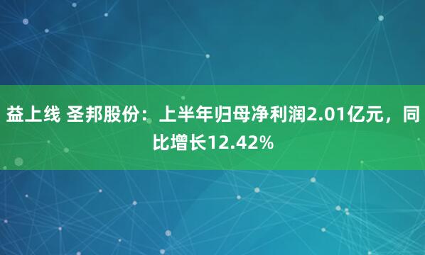 益上线 圣邦股份：上半年归母净利润2.01亿元，同比增长12.42%